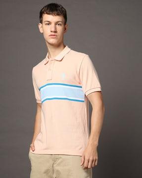 men striped slim fit polo t-shirt