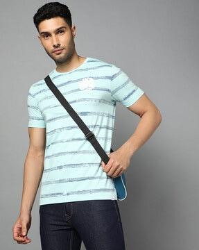 men striped slim fit round-neck t-shirt