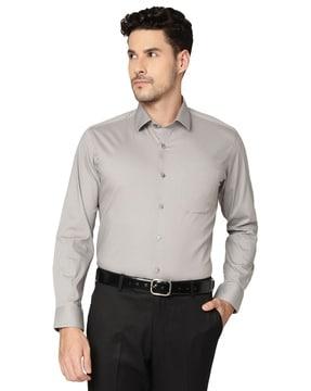 men striped slim fit shirt with patch pocket