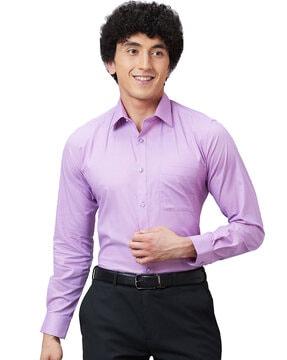 men striped slim fit shirt with patch pocket