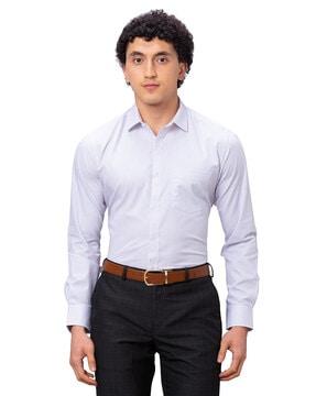 men striped slim fit shirt with patch pocket