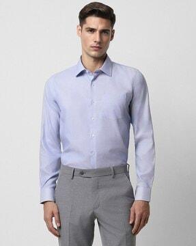 men striped slim fit shirt with patch pocket