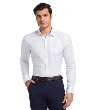 men striped slim fit shirt with patch pocket