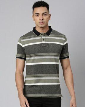 men striped slim fit shirt with patch pocket