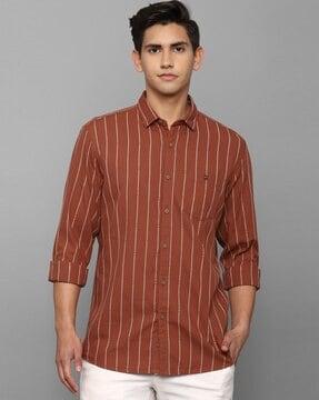 men striped slim fit shirt with patch pocket