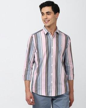 men striped slim fit shirt