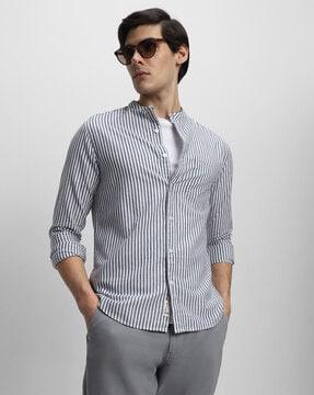 men striped slim fit shirt