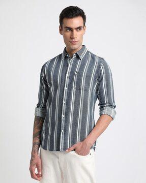 men striped slim fit shirt