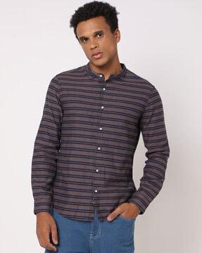 men striped slim fit shirt