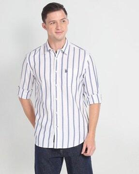 men striped slim fit shirt