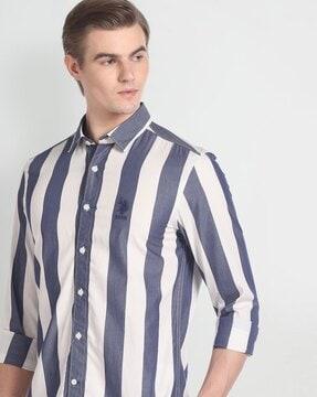 men striped slim fit shirt