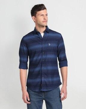 men striped slim fit shirt