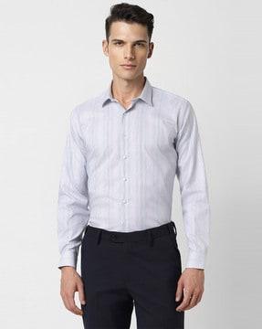 men striped slim fit shirt