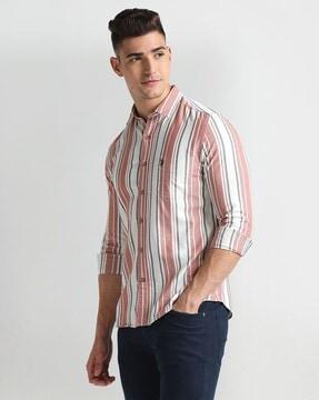 men striped slim fit shirt