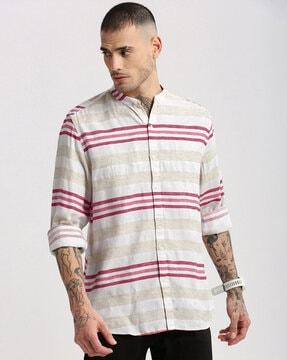 men striped slim fit shirt