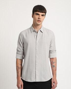 men striped slim fit shirt