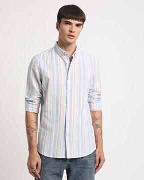 men striped slim fit shirt