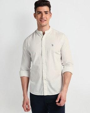 men striped slim fit shirt