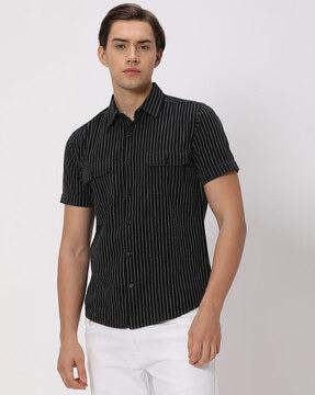 men striped slim fit shirt