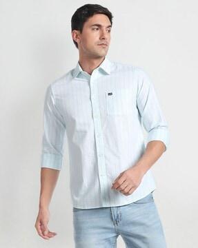 men striped slim fit shirt