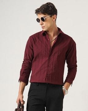 men striped slim fit shirt