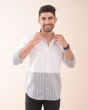 men striped slim fit shirt