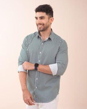 men striped slim fit shirt