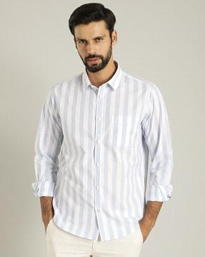 men striped slim fit shirt