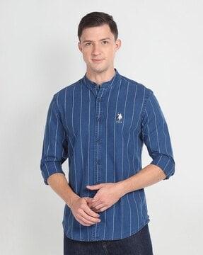 men striped slim fit shirt