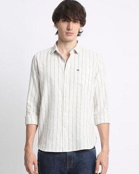 men striped slim fit shirt