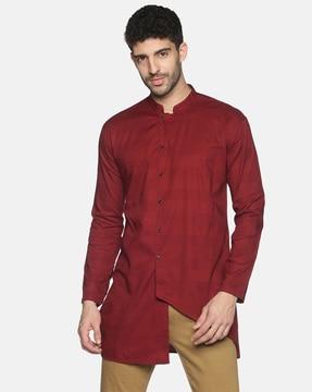 men striped slim fit short kurta