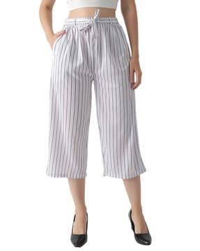 men striped straight fit culottes