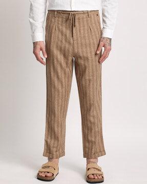 men striped straight fit pants