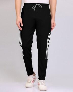 men striped straight track pants