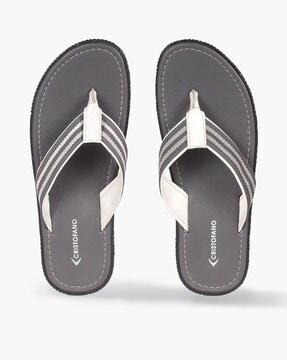 men striped thong-strap flip-flops