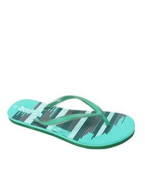 men striped thong-strap flip-flops