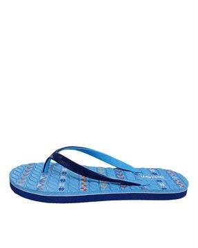 men striped thong-strap flip-flops