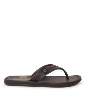 men striped thong-strap flip-flops