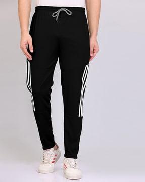 men striped track pants with insert pockets