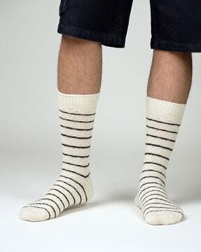 men stripes mid-calf length socks