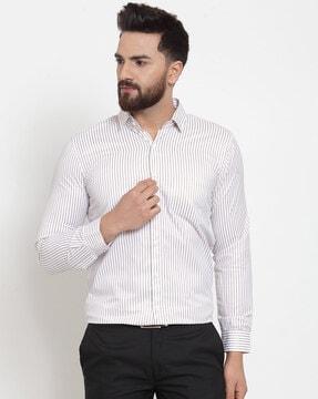 men stripes regular fit shirt