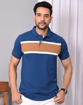 men stripes slim fit polo t-shirt