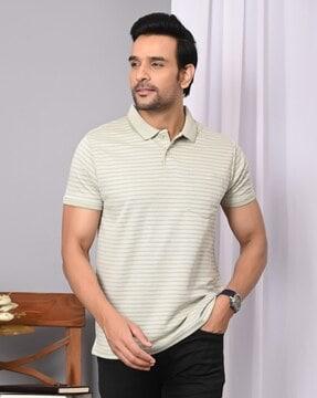 men stripes slim fit polo t-shirt