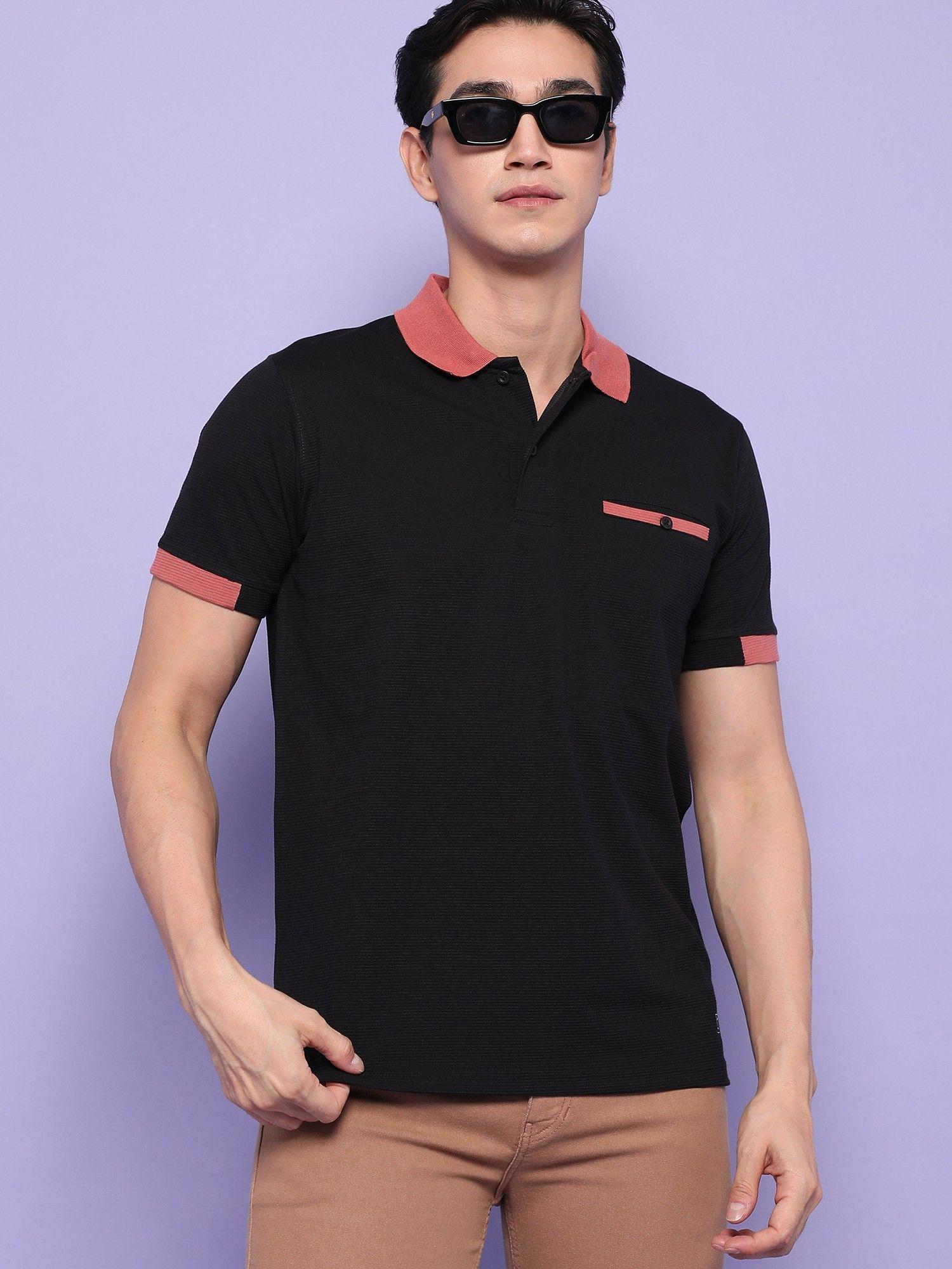 men stylish casual polo t-shirts - black