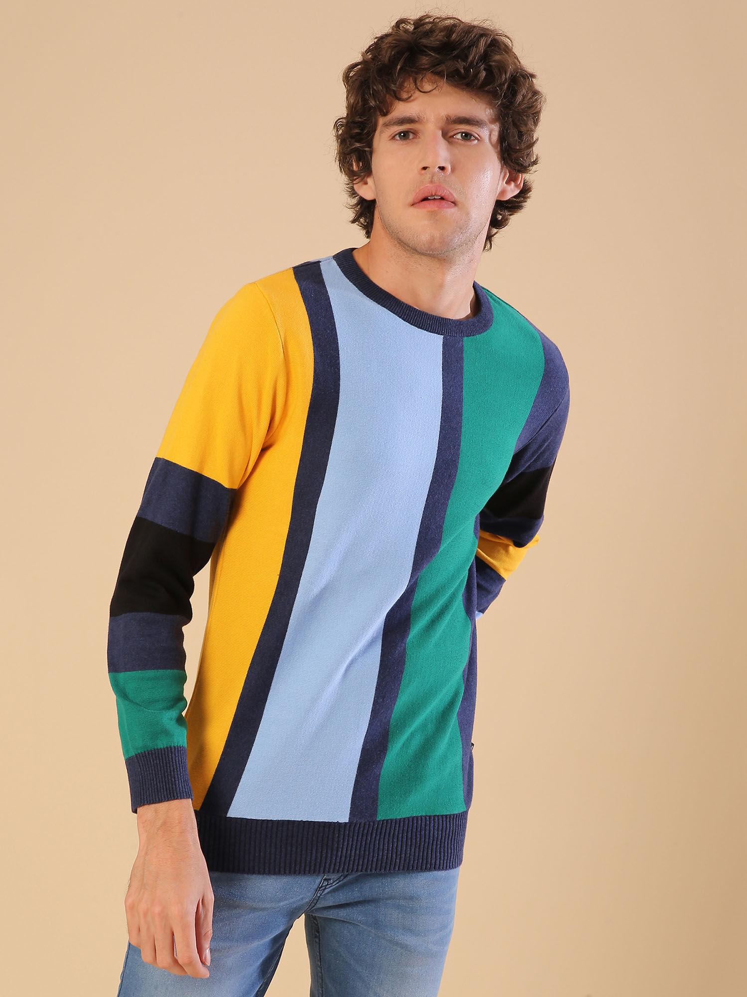 men stylish colorblocked casual sweaters