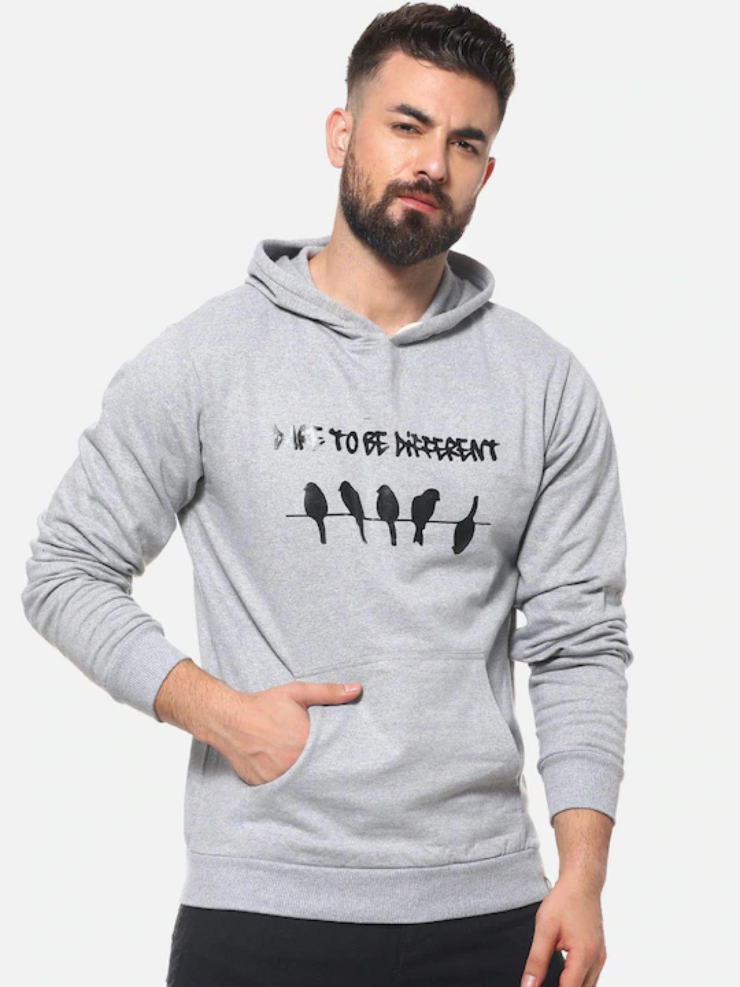 men stylish printed casual hooded sweatshirt