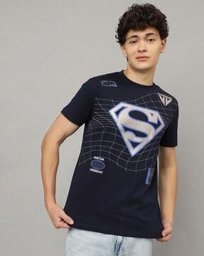 men superman print regular print crew-neck t-shirt