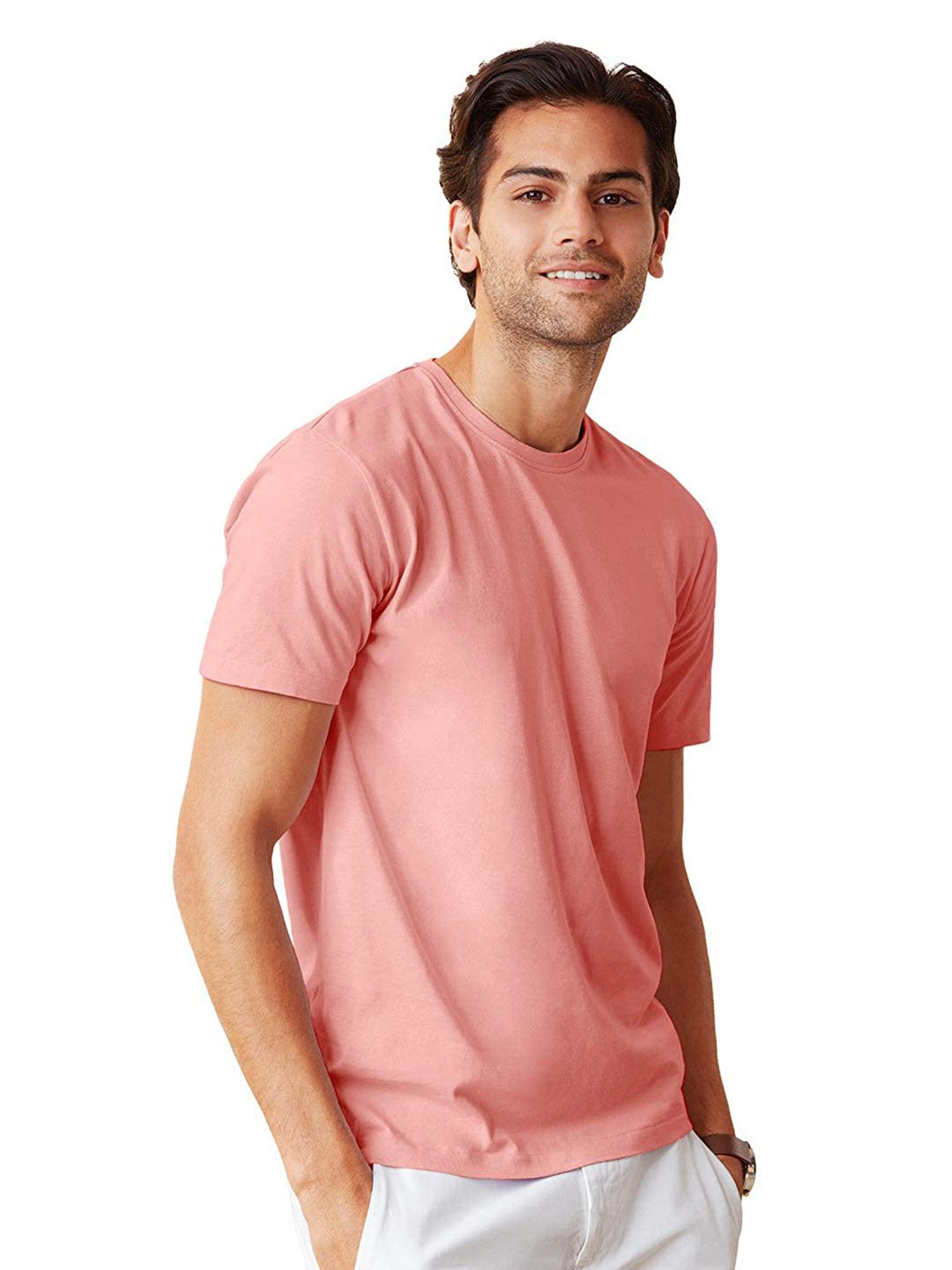 men supima cotton half sleeve salmon pink supima t-shirts