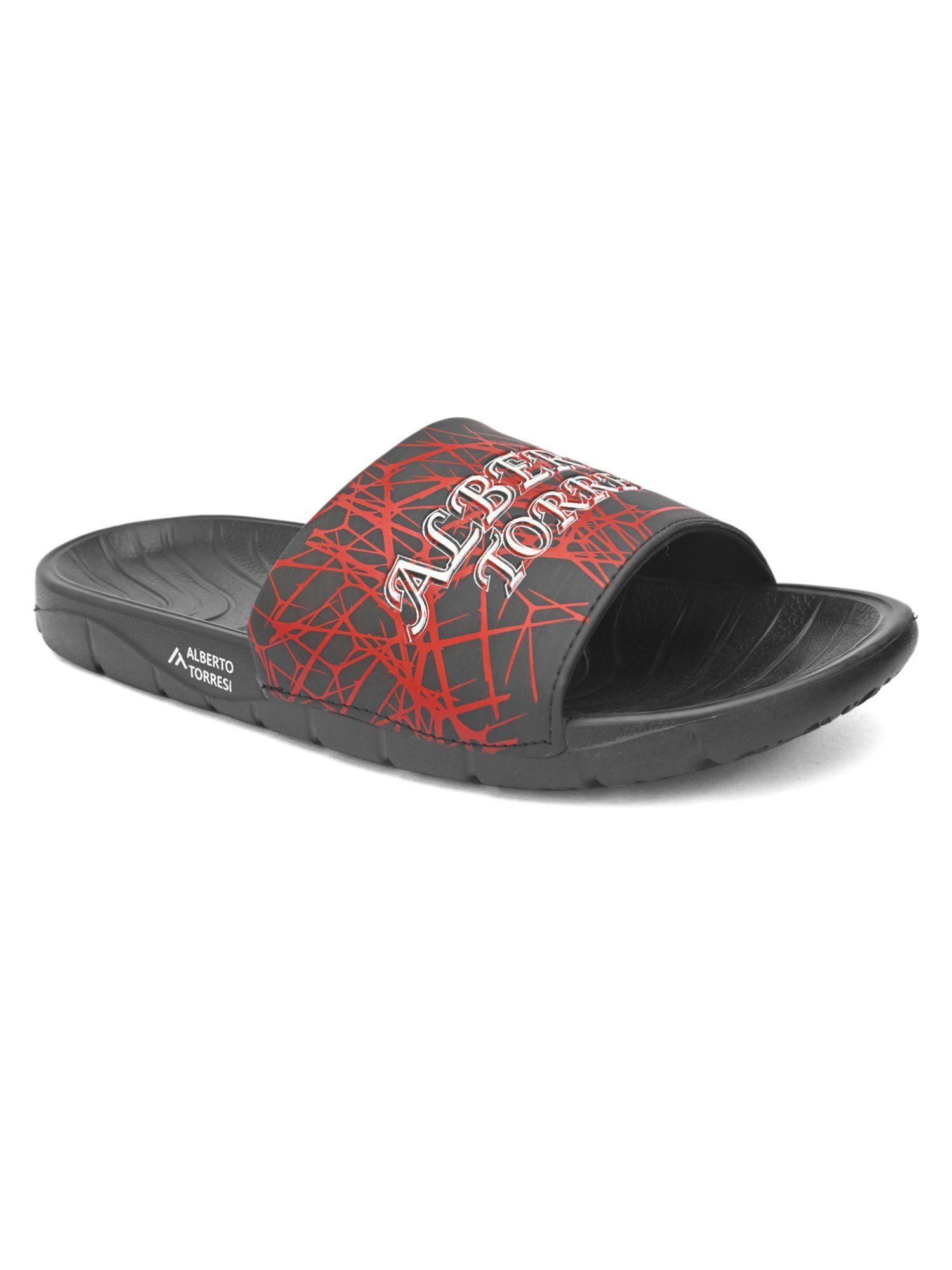 men synthetic black slide slippers
