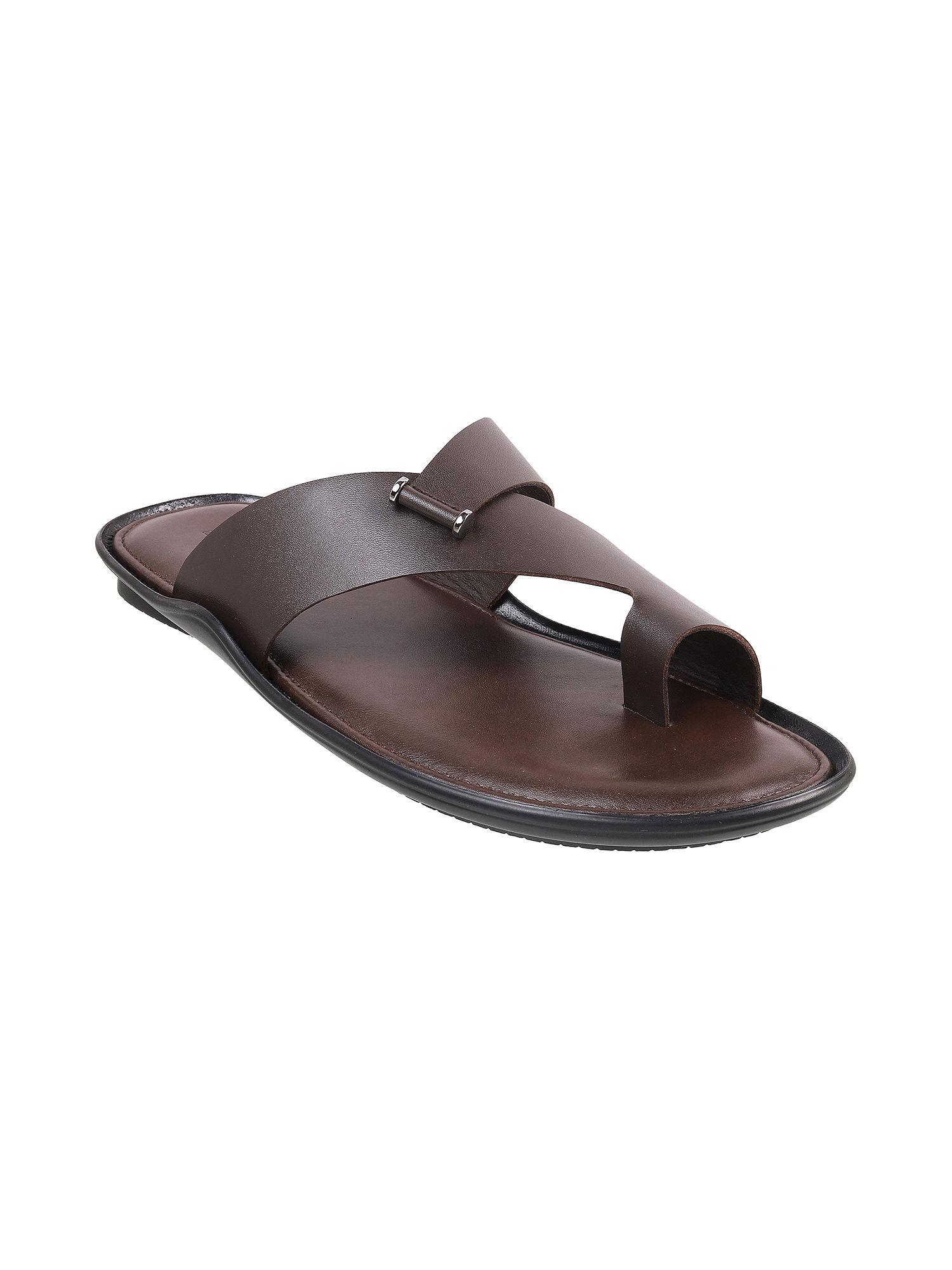 men synthetic brown slippers